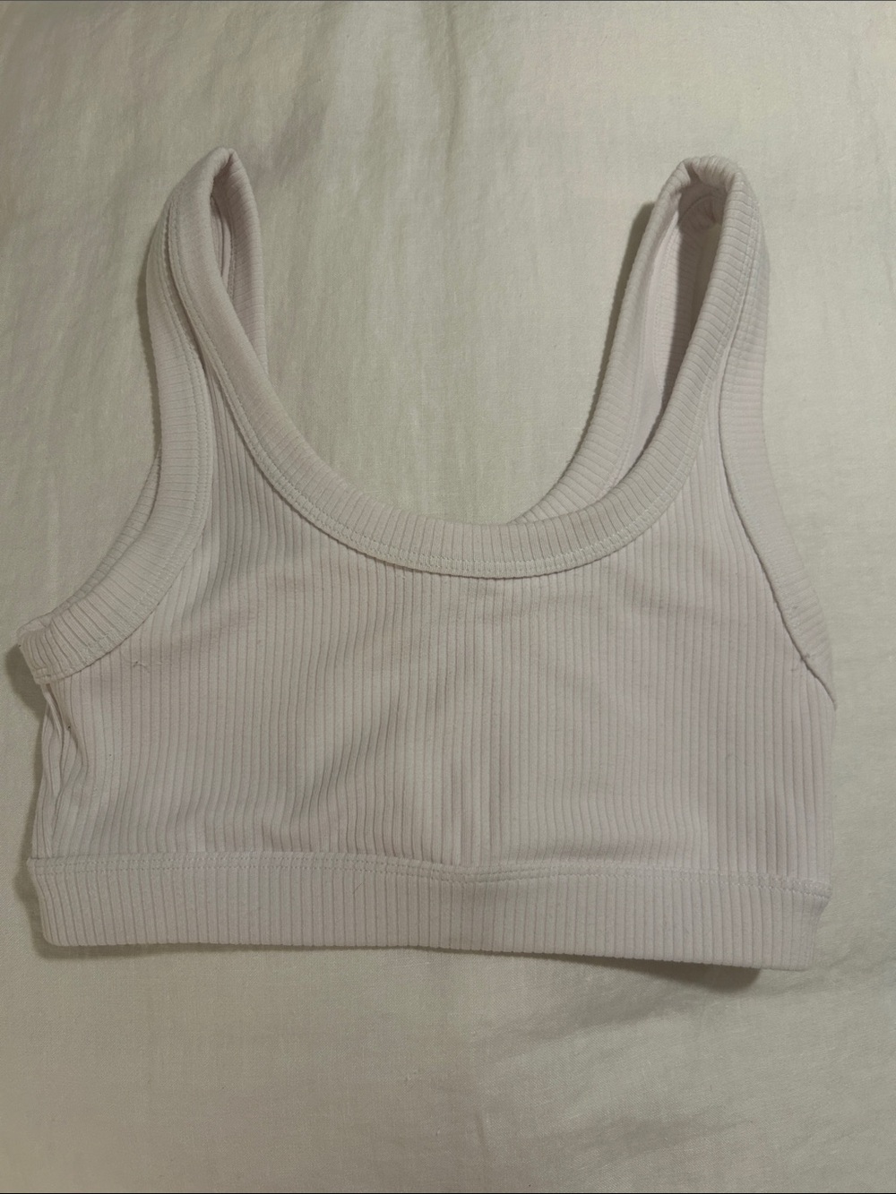 ALO white Ribbed Scoop-Neck Sports Bra